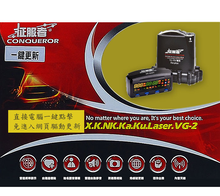 征服者XR-3089 全頻接收分離式測速器一鍵點擊