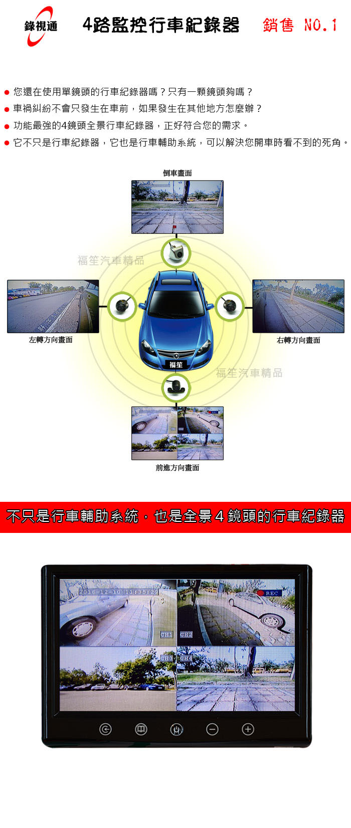 錄視通4路監控行車紀錄器